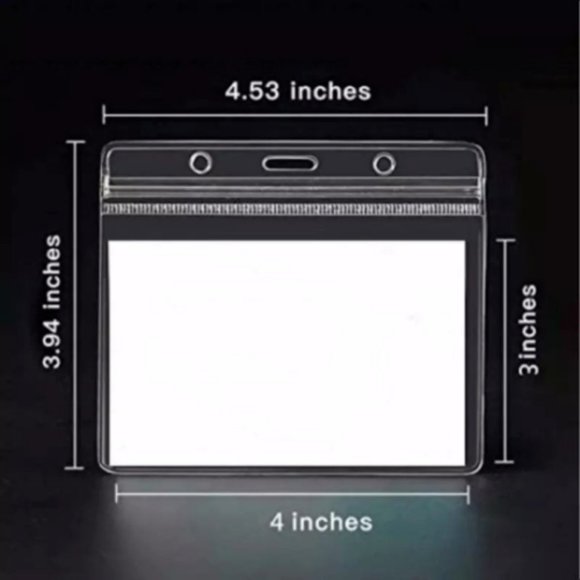 (10) ID Badge Holder Clear Plastic Vaccination Card Holder Zip Lock 4x3 Lanyards - Picture 3 of 3